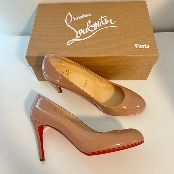 Christian Louboutin Simple Pump in 85mm nude patent leather size 37.5 - Picture 4 of 9